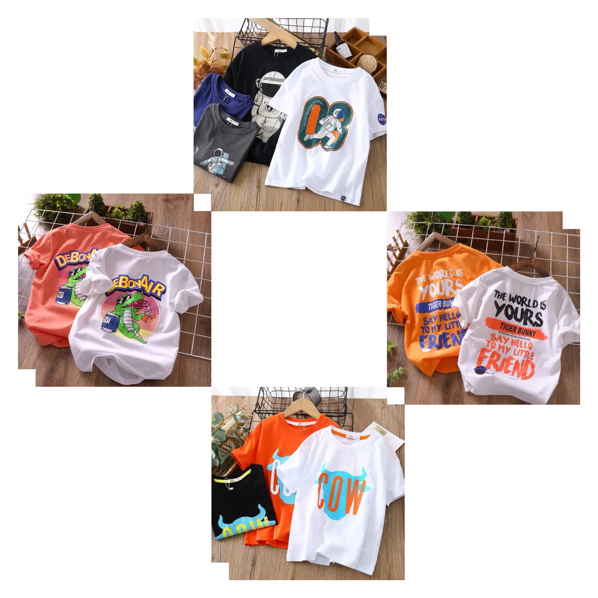 Summer short-sleeved boys' T-shirts short-sleeved bottoming shirts cartoon printing middle and small children's t-shirts
Summer short-sleeved boys' T-shirts short-sleeved bottoming shirts cartoon printing middle and small children's t-shirts