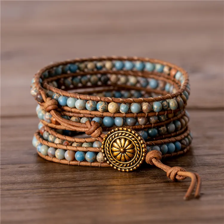 Denim blue Sea Sediment Jasper bead bracelet Natural stone bead wrap bracelet Exclusive BOHO stackable bracelet Premium Jewelry
Denim blue Sea Sediment Jasper bead bracelet Natural stone bead wrap bracelet Exclusive BOHO stackable bracelet Premium Jewelry