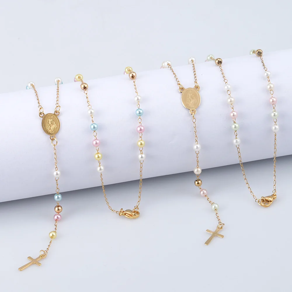 Delicate 20 Inch Simulated Pearl Beaded Chain Cross Virgin Mary Rosary V Necklace for Women Teen Girls
Delicate 20 Inch Simulated Pearl Beaded Chain Cross Virgin Mary Rosary V Necklace for Women Teen Girls