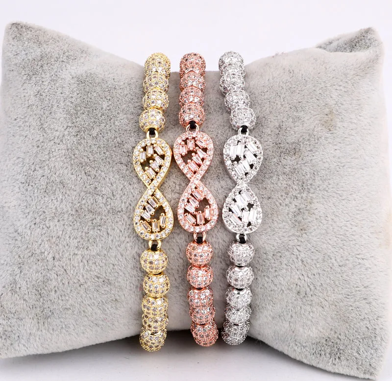 High Quality Stainless Steel Beads CZ Pave Diamond Ball Infinite Charm Macrame Bracelet Women
High Quality Stainless Steel Beads CZ Pave Diamond Ball Infinite Charm Macrame Bracelet Women