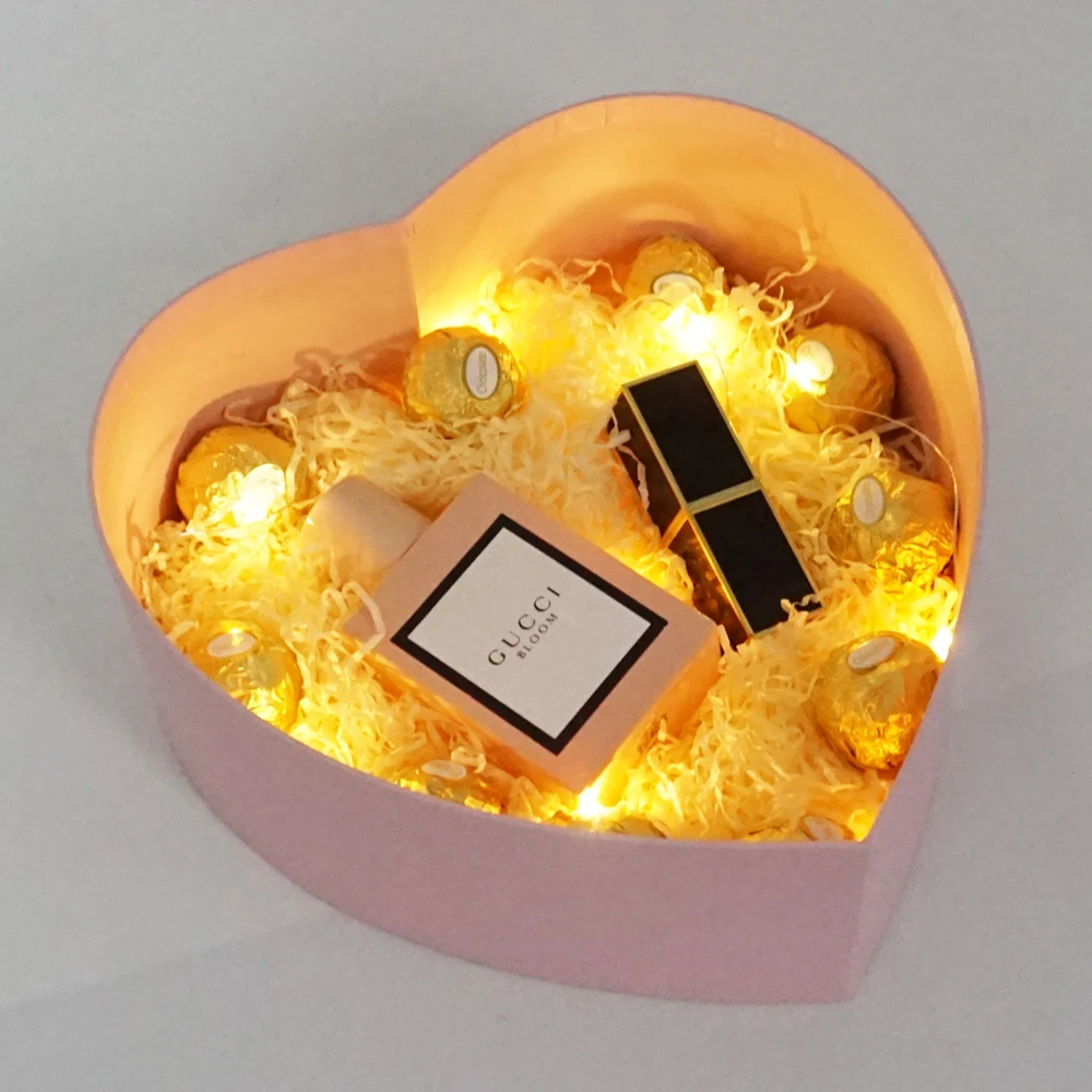 cardboard black pink red heart-shaped valentines day gift box
