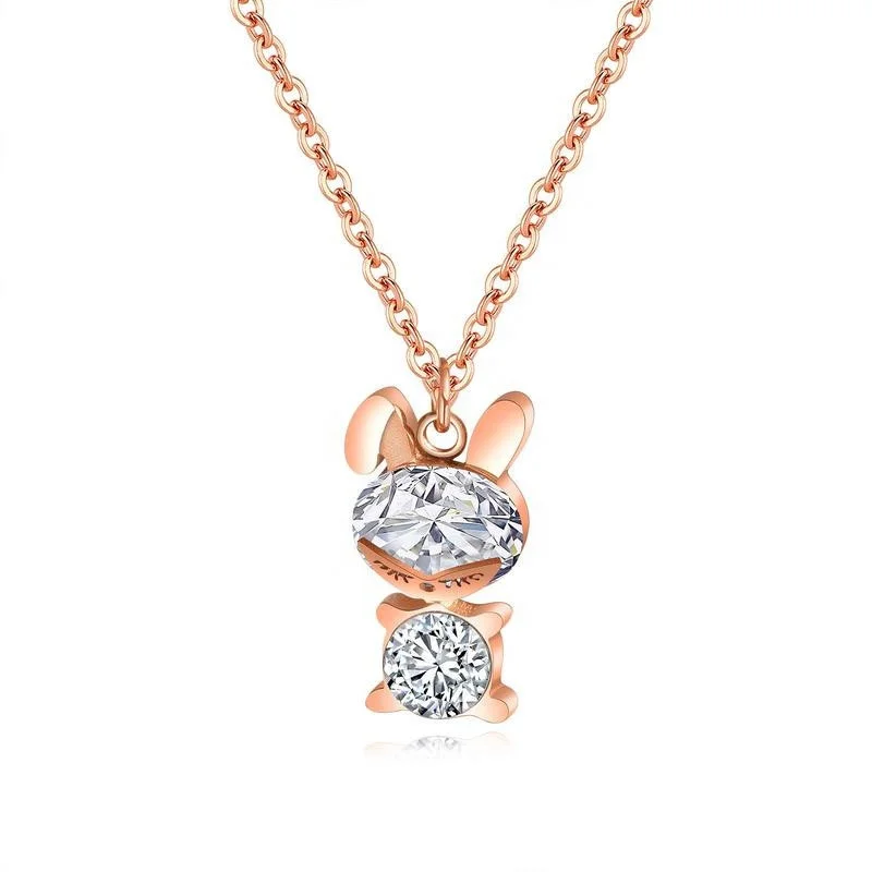 High Quality Crystal Jewelry 316L Stainless Steel Rose Gold Plated Lovely Women Rabbit Necklace
High Quality Crystal Jewelry 316L Stainless Steel Rose Gold Plated Lovely Women Rabbit Necklace