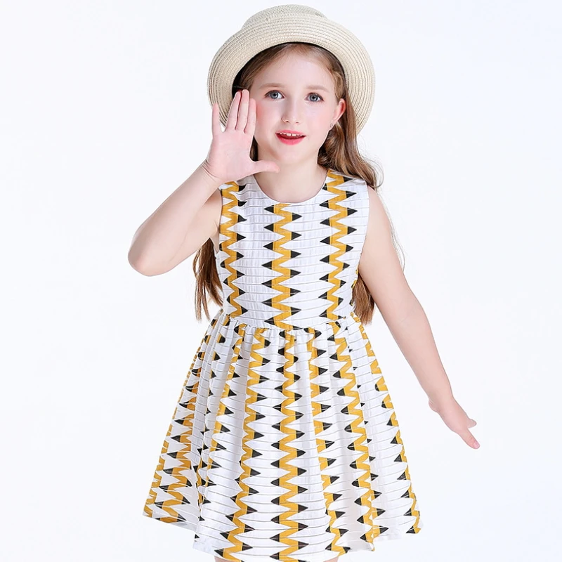 Spring And Summer New Children's Clothes Girls Printed Cotton Dress Holiday Beach Skirt