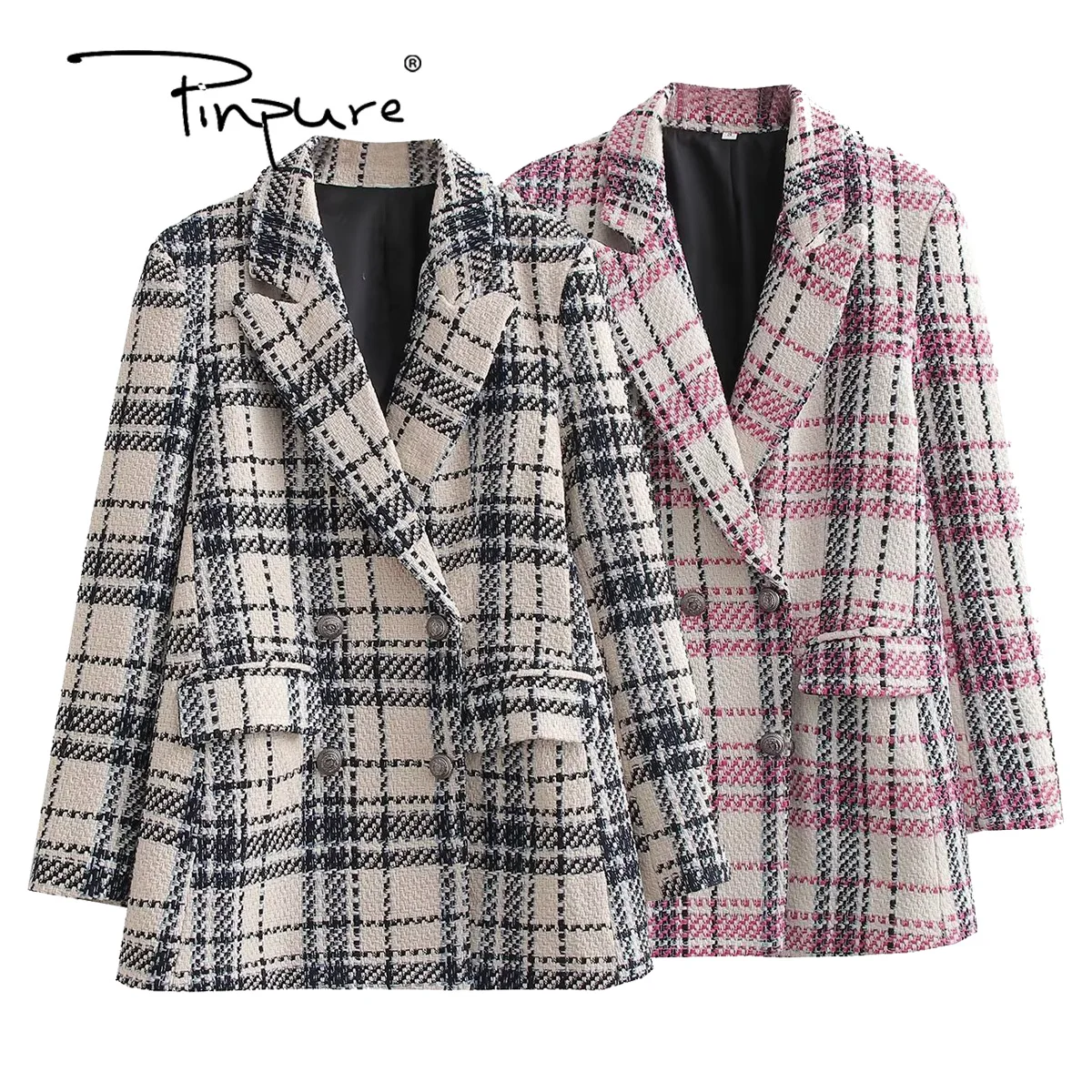 R30141S spring autumn new women's fashion chic lapel temperament slim textured double-breasted blazer
R30141S spring autumn new women's fashion chic lapel temperament slim textured double-breasted blazer