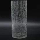 Wholesale cracked long pillar crackle glass candle holder tall candlestick parts