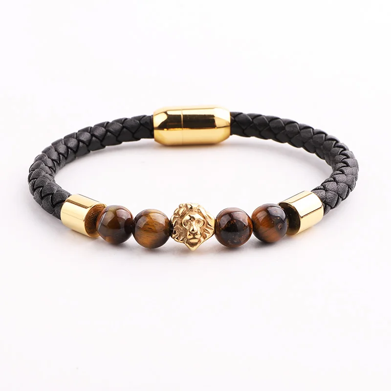 High Quality New Design Natural Stone Stainless Steel Lion Charm Genuine Leather Custom Logo Bracelet Men
High Quality New Design Natural Stone Stainless Steel Lion Charm Genuine Leather Custom Logo Bracelet Men