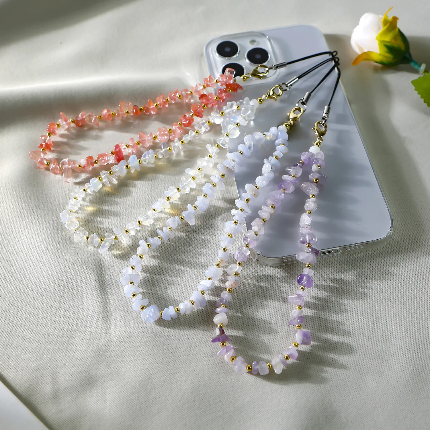 Hot Fashion Natural Stone Beaded Mobile Phone Straps Hanging Rope Natural Crystal Moonlight Stone Mobile Phone Chain
Hot Fashion Natural Stone Beaded Mobile Phone Straps Hanging Rope Natural Crystal Moonlight Stone Mobile Phone Chain