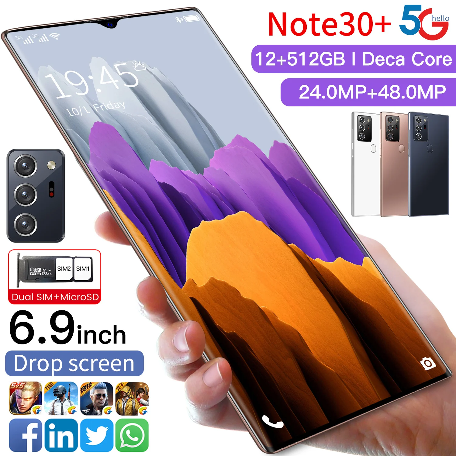 New design note 30+ mobile phones dual SIM dual standby deca core android smartphone 12+512GB 6.9 inch big screen phone
New design note 30+ mobile phones dual SIM dual standby deca core android smartphone 12+512GB 6.9 inch big screen phone