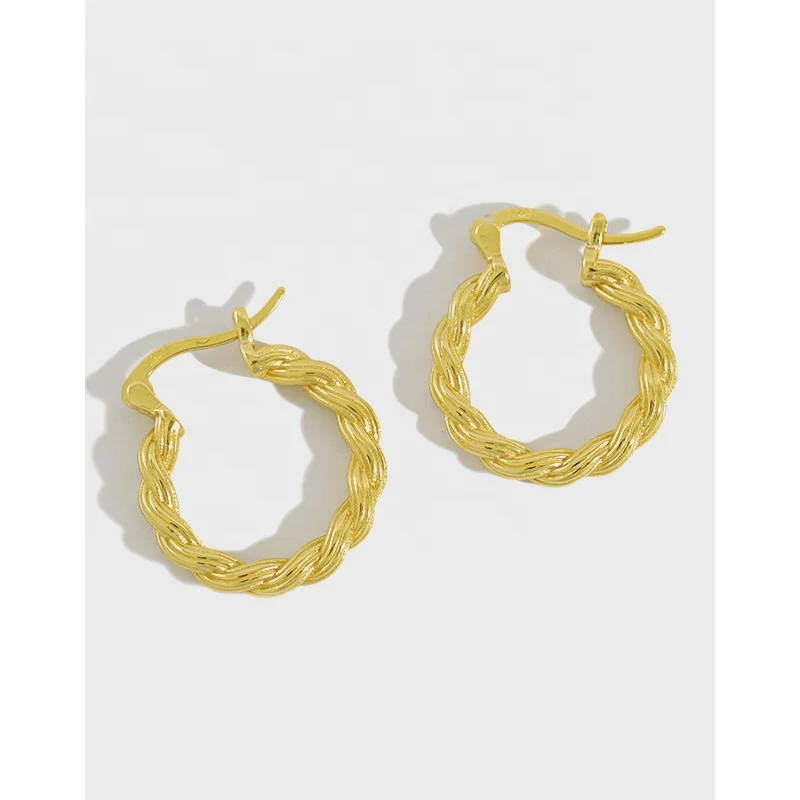 Danyang S925 Sterling Silver Handmade Twisted Braided Ear Buckle 18k Gold Round Hoop Earrings for Women Jewelry
Danyang S925 Sterling Silver Handmade Twisted Braided Ear Buckle 18k Gold Round Hoop Earrings for Women Jewelry