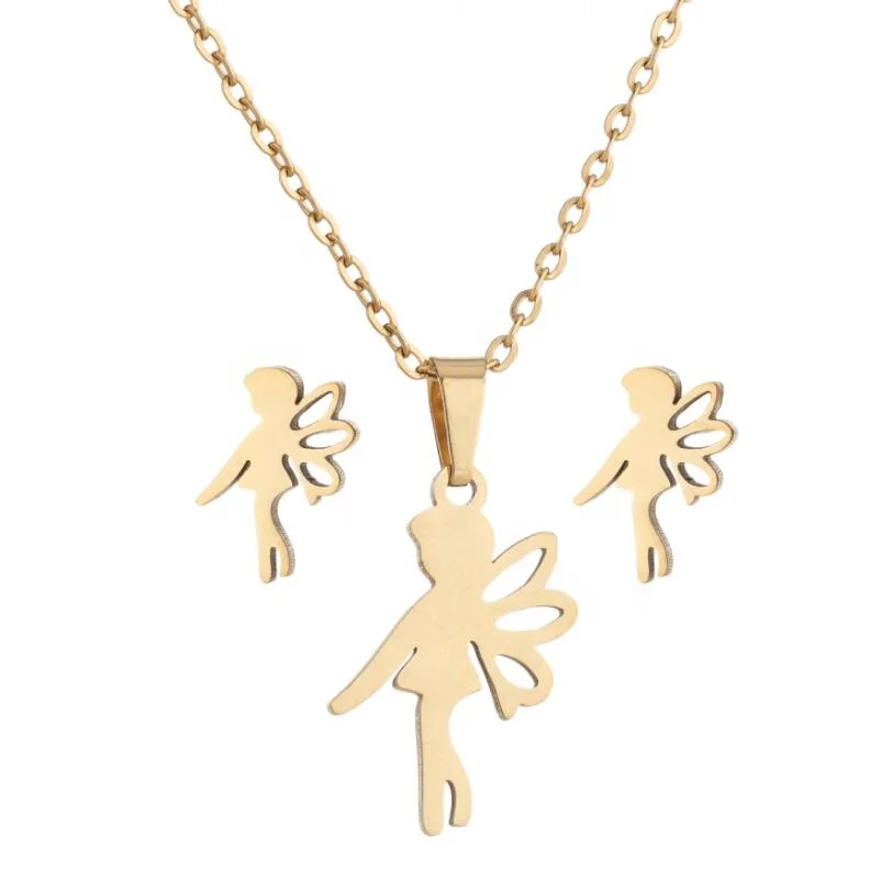 Bijoux Custom Cute Stainless Steel Elves Girl Pendant Gold Plated Jewelry Elf Earrings Necklace Set
Bijoux Custom Cute Stainless Steel Elves Girl Pendant Gold Plated Jewelry Elf Earrings Necklace Set