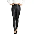 Casual Womens Pants Sexy Womens Lace-up PU Pants Velvet Gloss Pencil Sexy Legging Pants
