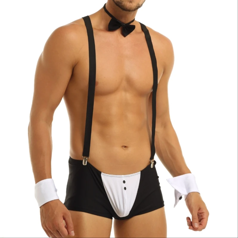 iEFiEL Mens Tuxedo Waiter Cosplay Costume 4Pcs Sexy Gentleman Outfit Y Back Tuxedo Thongs Lingerie Set
iEFiEL Mens Tuxedo Waiter Cosplay Costume 4Pcs Sexy Gentleman Outfit Y Back Tuxedo Thongs Lingerie Set