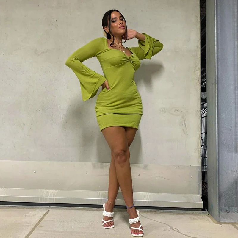 Newest Solid Color Square Neck Spring Dresses Women 2022, White, green, orange 
Newest Solid Color Square Neck Spring Dresses Women 2022, White, green, orange