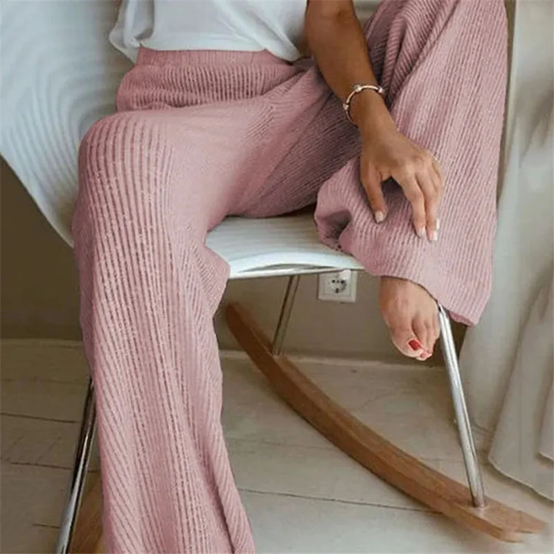 2021 Spring new knitted casual pants high waist wide leg trousers for women, Picture
2021 Spring new knitted casual pants high waist wide leg trousers for women, Picture
