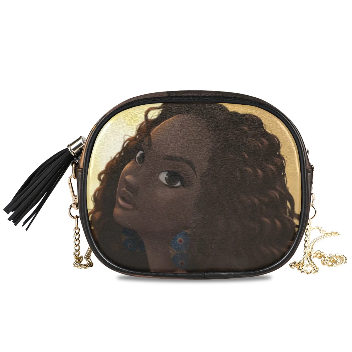 product-New Shoulder crossbody bag women bags 2020 PU Leather Chain bags Afro Girls black Women Mess-2