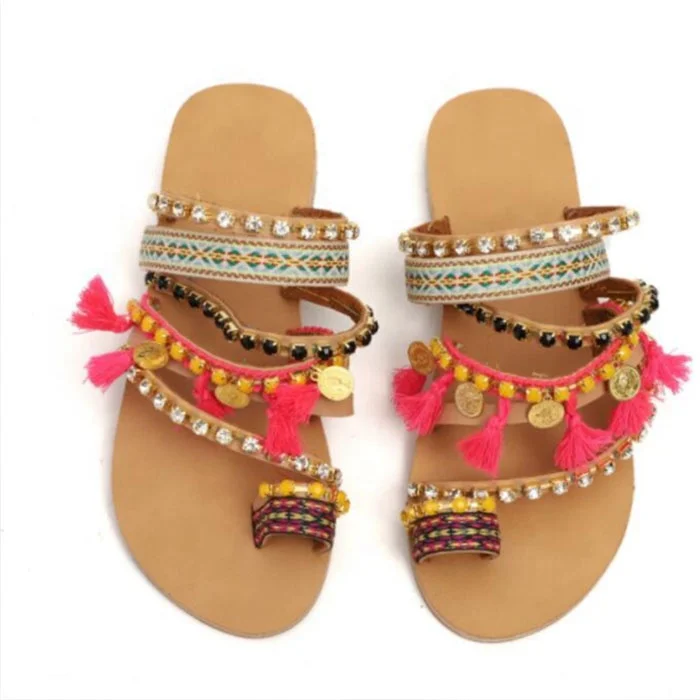 Wholesale Summer High Quality Toe Ring Flat Women Bohemia Slipper, As the picture shows
Wholesale Summer High Quality Toe Ring Flat Women Bohemia Slipper, As the picture shows