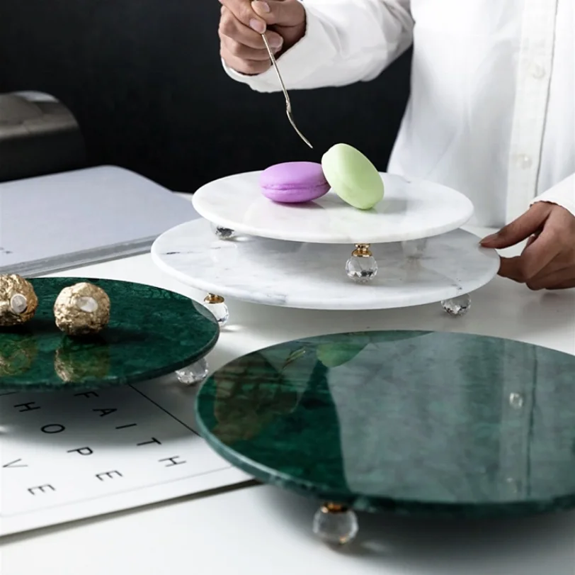 Light Luxury Style Natural Marble Cosmetic Display Stand Nordic Style Marble Rack Crystal Base Marble Cake Stand, White and green
Light Luxury Style Natural Marble Cosmetic Display Stand Nordic Style Marble Rack Crystal Base Marble Cake Stand, White and green