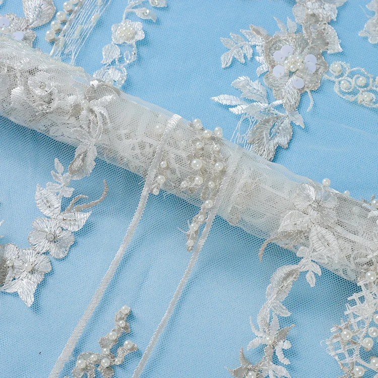 ES0015 White Luxury Embroidery Sequin and Beaded embroidered Lace Fabric, Support custom colors
ES0015 White Luxury Embroidery Sequin and Beaded embroidered Lace Fabric, Support custom colors