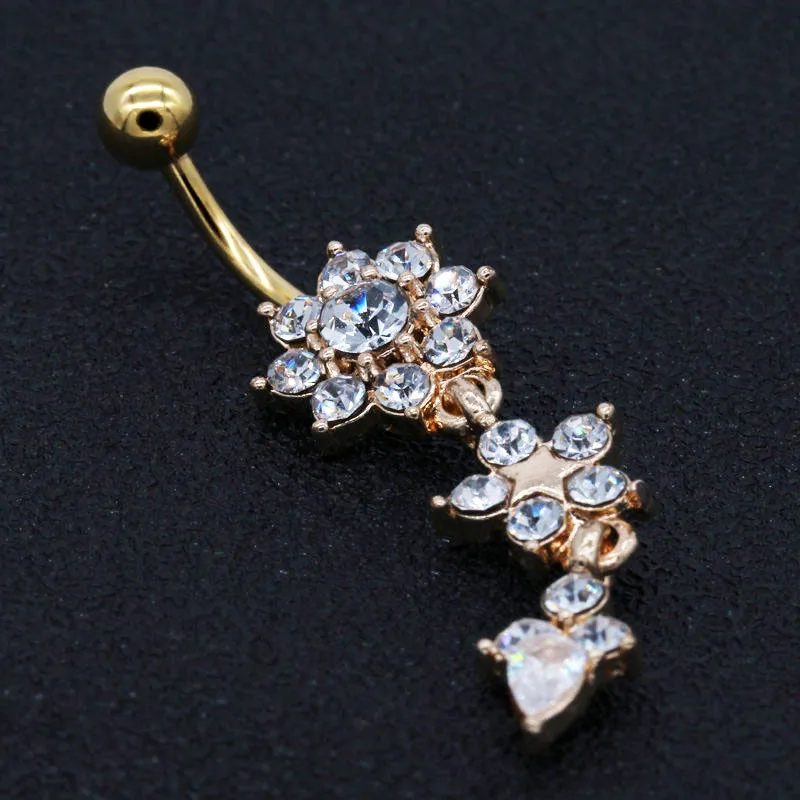 Dangle Navel Ring titanium belly button ring navel body jewelry zircons belly ring, Steel
Dangle Navel Ring titanium belly button ring navel body jewelry zircons belly ring, Steel