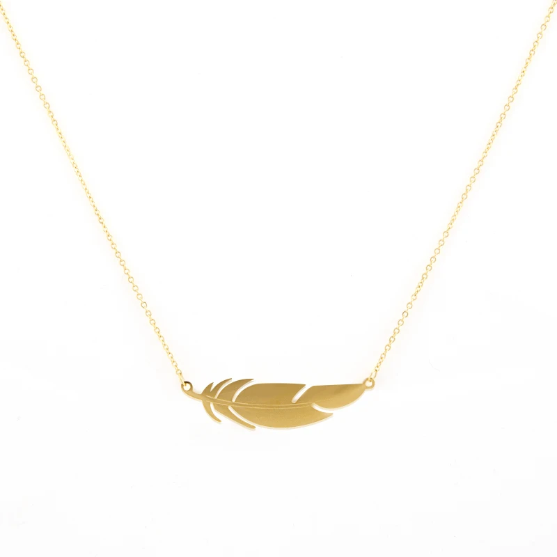Simple gold-plated stainless steel feather plain pendant clavicle charm necklace
Simple gold-plated stainless steel feather plain pendant clavicle charm necklace