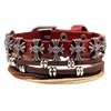 Fashion Wood Rings Beaded Rope Hemp Belt adjustable Retro Layer Multi Jewelry Genuine Bead Cross Leather Bracelet