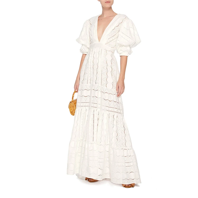 2021 Summer V-Neck Puff Short Sleeve Cut Out White Lace Dress Women Clothing Dress, Picture shown
2021 Summer V-Neck Puff Short Sleeve Cut Out White Lace Dress Women Clothing Dress, Picture shown