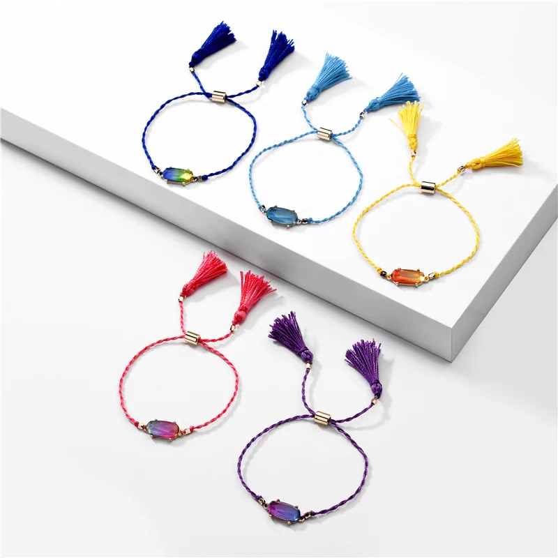2020 New Design Adjustable Multi Color Braided Rope Long Tassel Bracelet Transparent Resin Exquisite Bracelet
2020 New Design Adjustable Multi Color Braided Rope Long Tassel Bracelet Transparent Resin Exquisite Bracelet