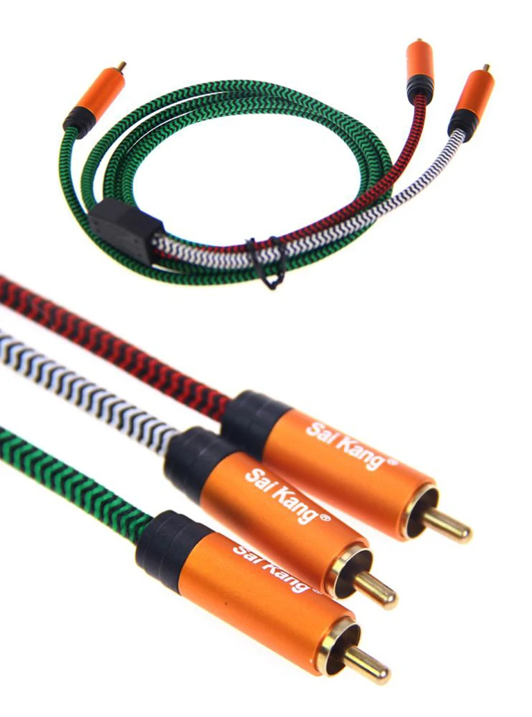 Male to Male RCA connector to 2RCA computer speaker connector audio cable - ANKUX.COM