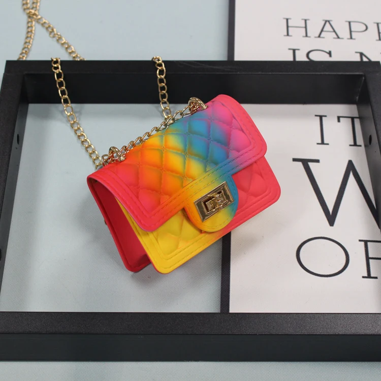 Fashion Rainbow colored PU purses and handbags woman luxury tote mini purse chain clutch purses and hand bag, Customized
Fashion Rainbow colored PU purses and handbags woman luxury tote mini purse chain clutch purses and hand bag, Customized
