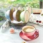 Colorful China Mug And Coaster Coffee Cups Kitchen Set Tea Cup And Saucer Set Espresso Cup Set Of 6 With metal Stand