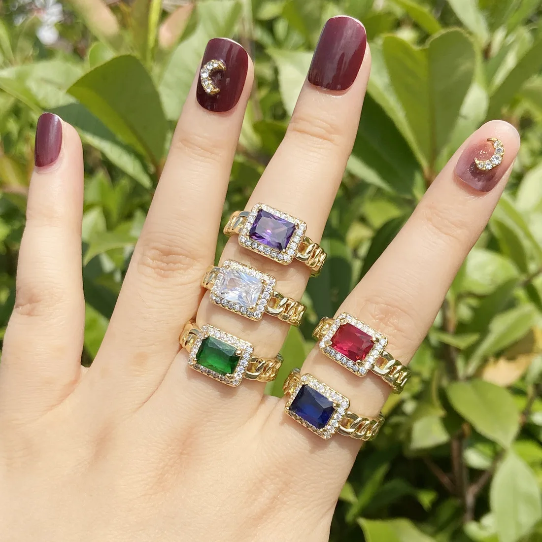 Copper Zirconia Colorful CZ Birthday Party Jewelry Waterproof Stacked Thick 18K Gold Zircon Ring Women open adjustment ring
Copper Zirconia Colorful CZ Birthday Party Jewelry Waterproof Stacked Thick 18K Gold Zircon Ring Women open adjustment ring