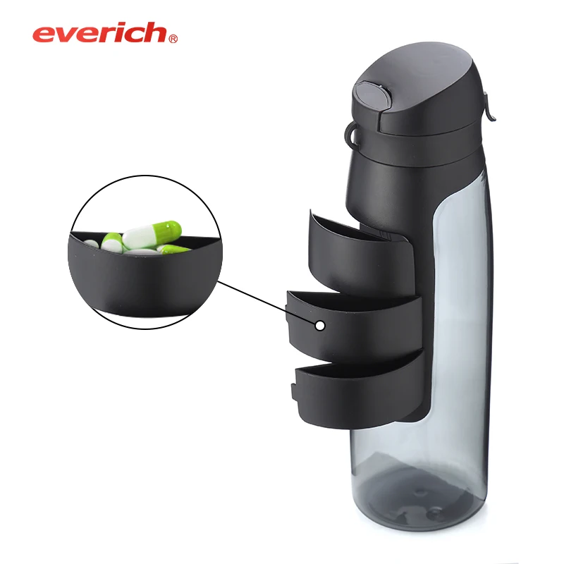 Ready To Ship 750ml plastic health-friendly bottle with handle with pillbox inside, Customized color
Ready To Ship 750ml plastic health-friendly bottle with handle with pillbox inside, Customized color