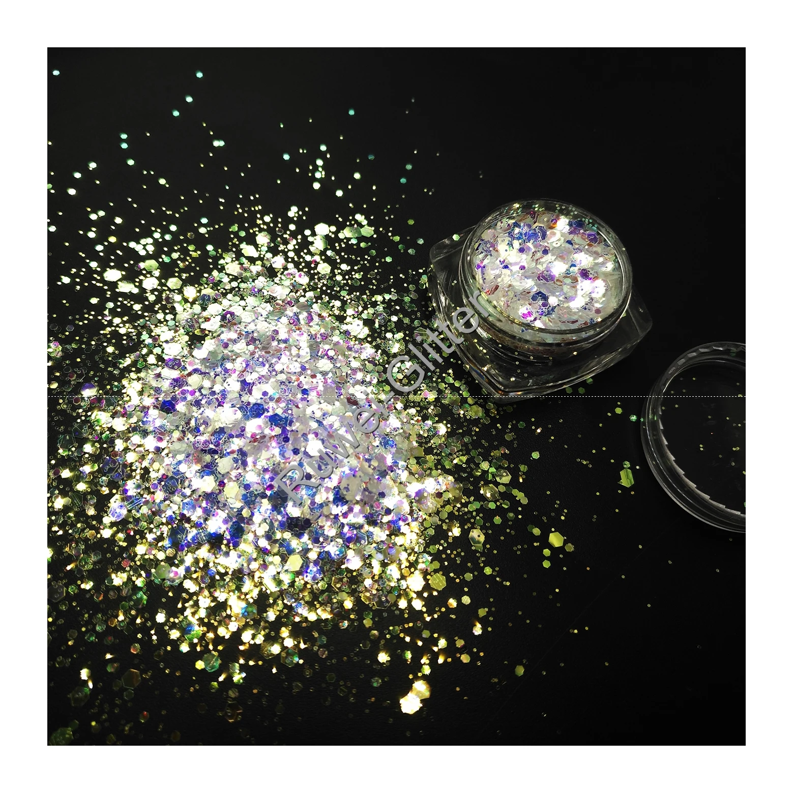 Hot Selling High Sparking opal Iridescent White Chunky Glitter Mix Hexagon for Makeup Nail Art Facepainting
Hot Selling High Sparking opal Iridescent White Chunky Glitter Mix Hexagon for Makeup Nail Art Facepainting
