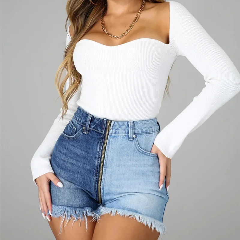 2021 Washed color BLOCK long zipper slim high waist street women's jeans short plus size pants & jeans, As picture or customized make
2021 Washed color BLOCK long zipper slim high waist street women's jeans short plus size pants & jeans, As picture or customized make