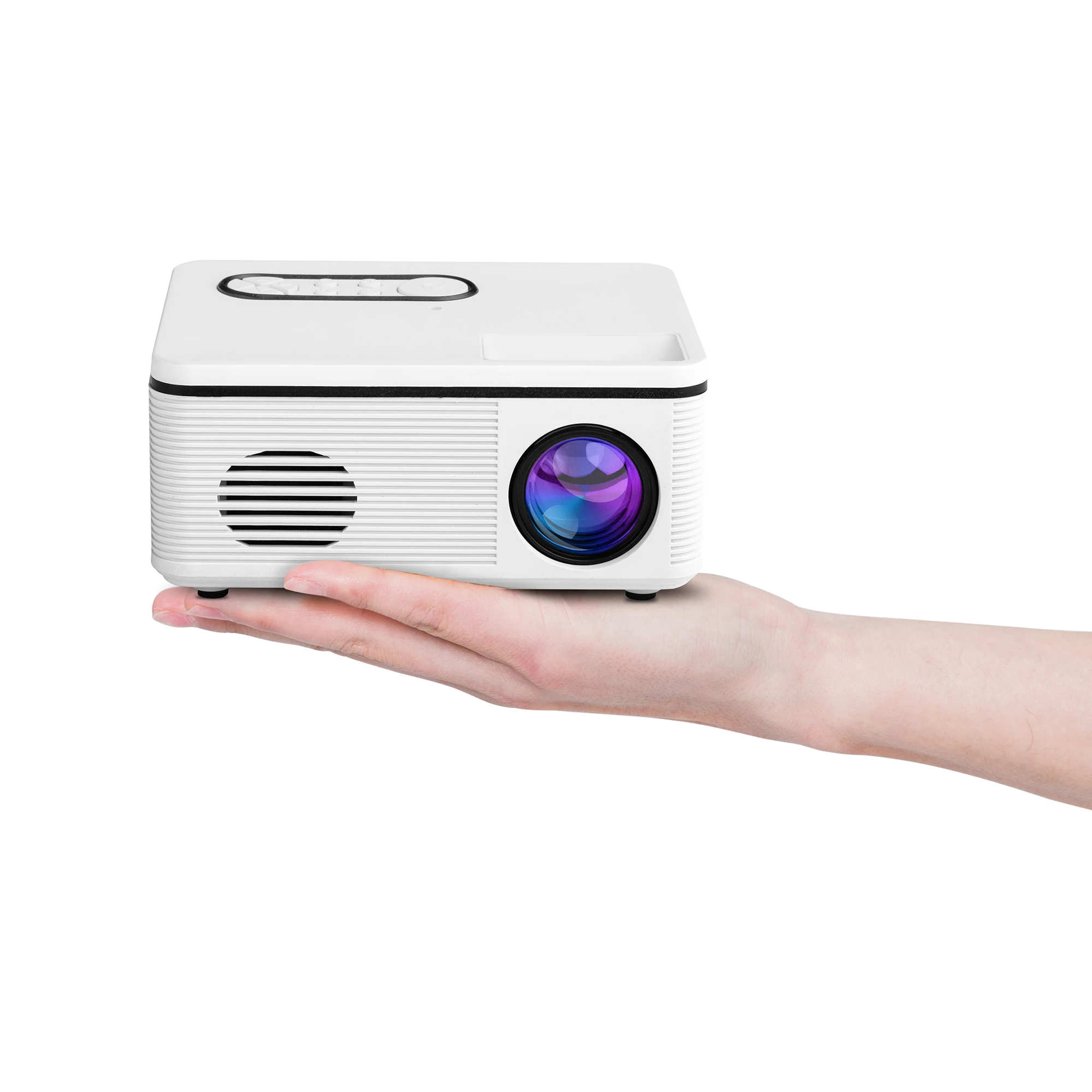 Portable Remote control HD glass lens multimedia projector Home theatre Built-in speaker mini projectors, White black
Portable Remote control HD glass lens multimedia projector Home theatre Built-in speaker mini projectors, White black