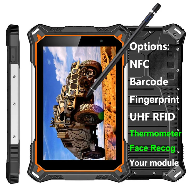 

HiDON 8 inch 1920*1200 10-core Android IP68 Rugged Tablets, Rugged tablet pc Computer with optional fingerprint barcode UHF RFID