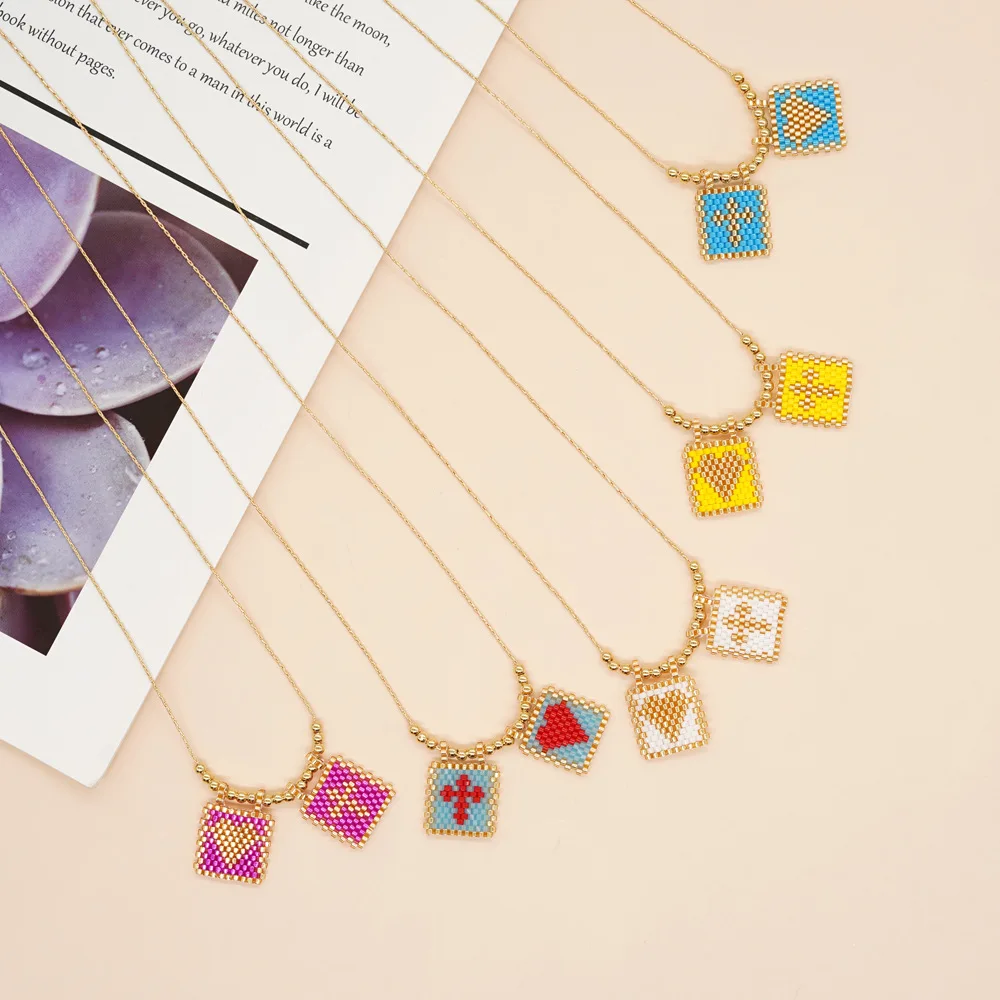 Miyuki Beads Diy Handmade Heart Cross Pendant Jewelry Gold Plated Chain Necklace For Women Girl Wholesale
Miyuki Beads Diy Handmade Heart Cross Pendant Jewelry Gold Plated Chain Necklace For Women Girl Wholesale