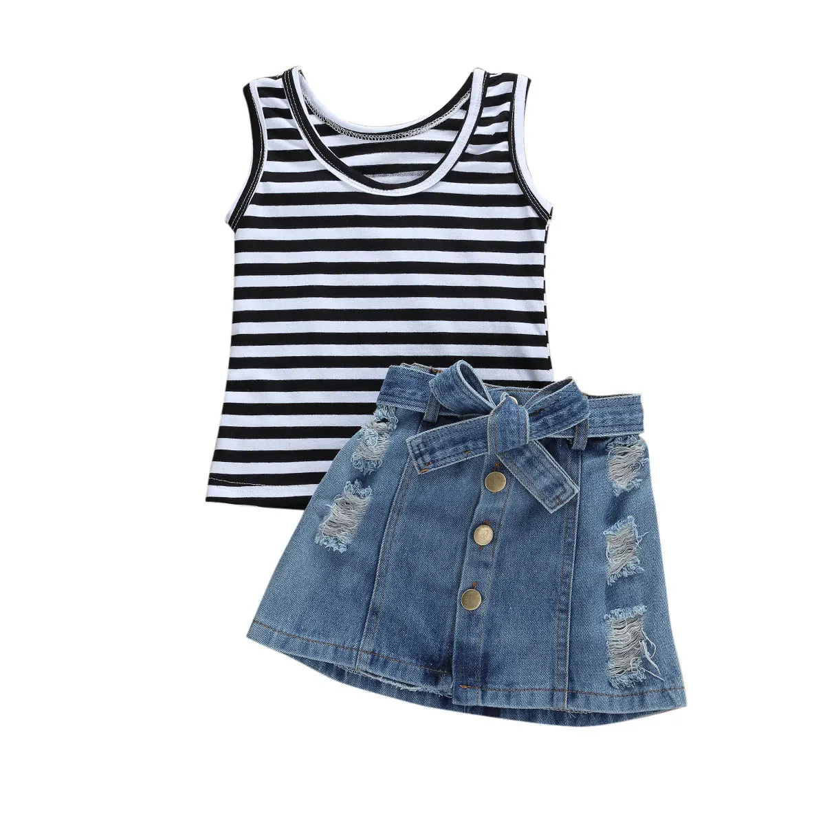 summer new girl casual middle-aged and children sleeveless striped ladybug jacket hole denim skirt clothing suit
summer new girl casual middle-aged and children sleeveless striped ladybug jacket hole denim skirt clothing suit