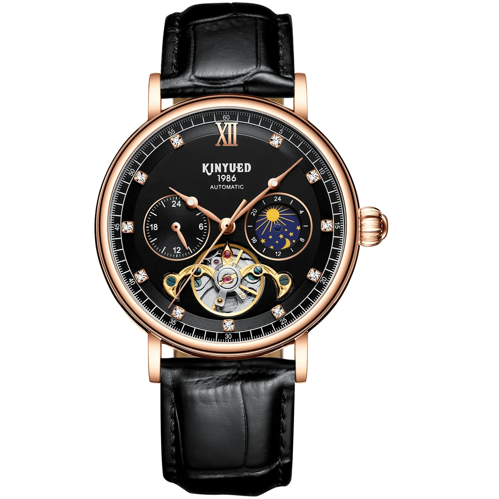 KINYUED Sapphire Crystal men watches Skeleton Tourbillon movement Genuine Leather luxury watch
KINYUED Sapphire Crystal men watches Skeleton Tourbillon movement Genuine Leather luxury watch