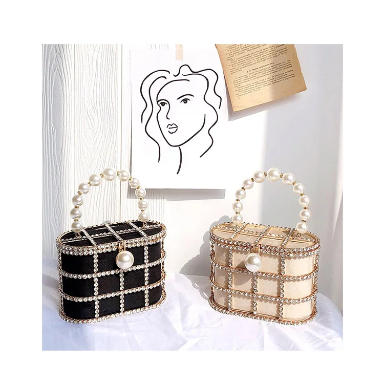 Small Diamonds Bucket Bag Lady Evening Clutch Luxury Pearl Handle Basket Bag Women Hollow Out Cage Bags Alloy Metallic Handbag
Small Diamonds Bucket Bag Lady Evening Clutch Luxury Pearl Handle Basket Bag Women Hollow Out Cage Bags Alloy Metallic Handbag