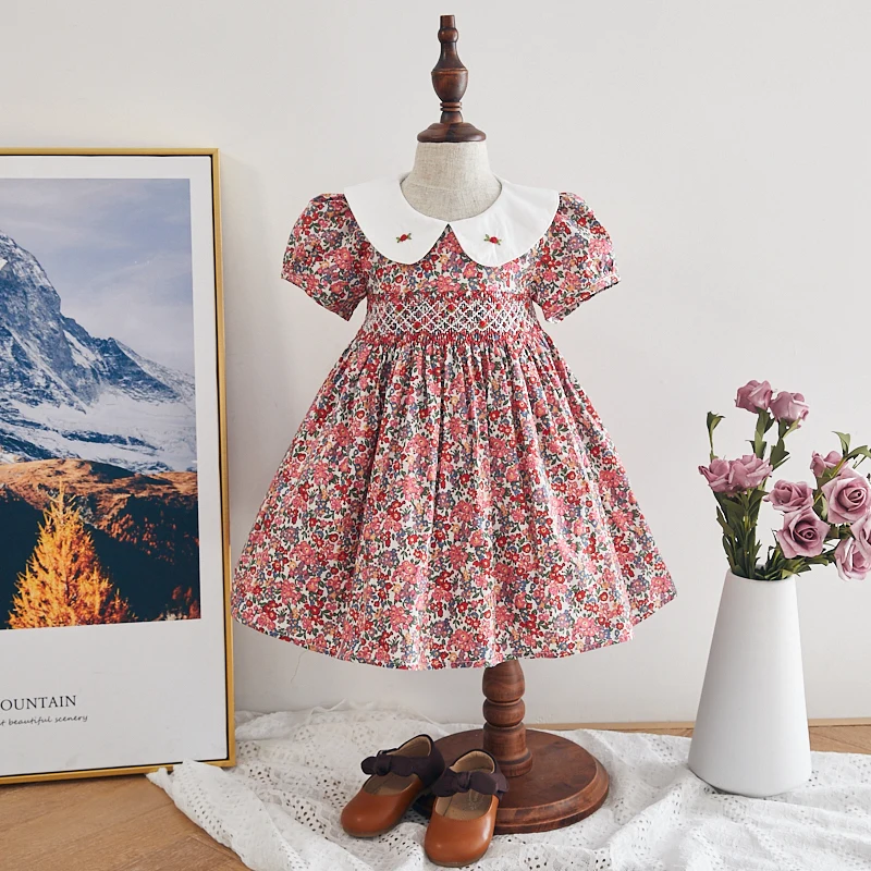 Children smocking clothes high quality girls party wear floral baby smocked dresses, Multi colour options
Children smocking clothes high quality girls party wear floral baby smocked dresses, Multi colour options