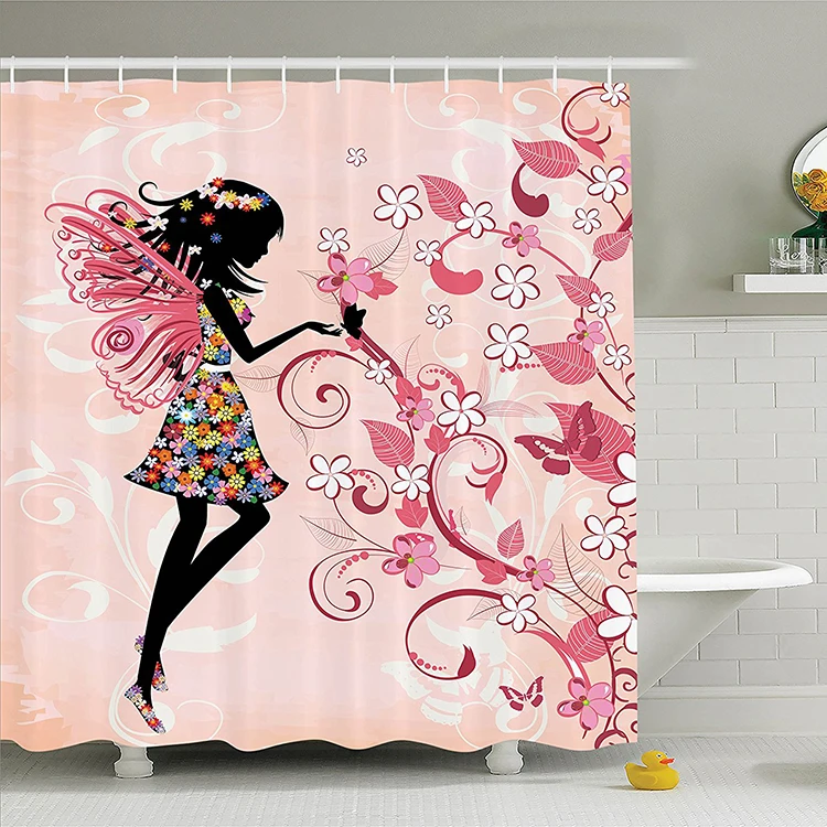 Japanese fashion digital print flower fairy shower curtain waterproof, As picture or custom
Japanese fashion digital print flower fairy shower curtain waterproof, As picture or custom