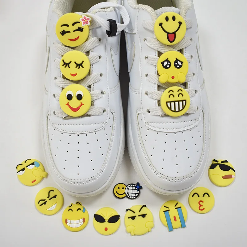 Cartoon PVC Shoelace Buckle Smiley Face Sneakers Accessories Facial Expression Shoes Charms Yellow Color Croc Charms Optional 
Cartoon PVC Shoelace Buckle Smiley Face Sneakers Accessories Facial Expression Shoes Charms Yellow Color Croc Charms Optional