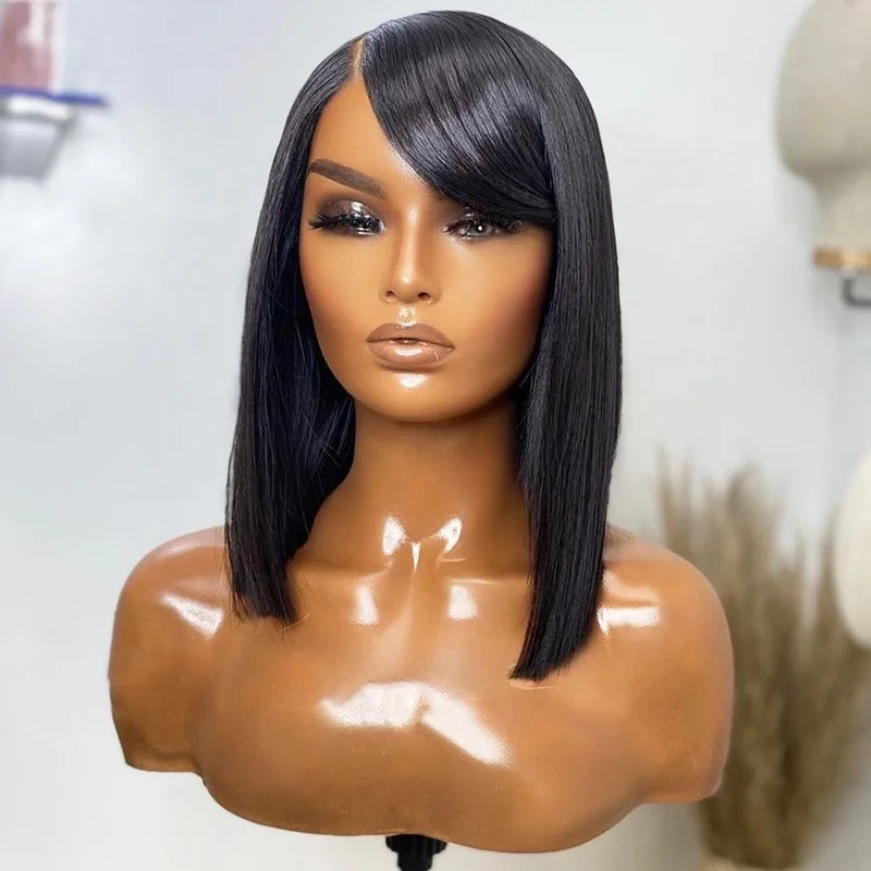 Large Capacity Bob Wig 14Inch Straight Lace Wigs 100% Virgin Human Hair With Side Bangs Short Cut Swiss Lace Front Wig
Large Capacity Bob Wig 14Inch Straight Lace Wigs 100% Virgin Human Hair With Side Bangs Short Cut Swiss Lace Front Wig
