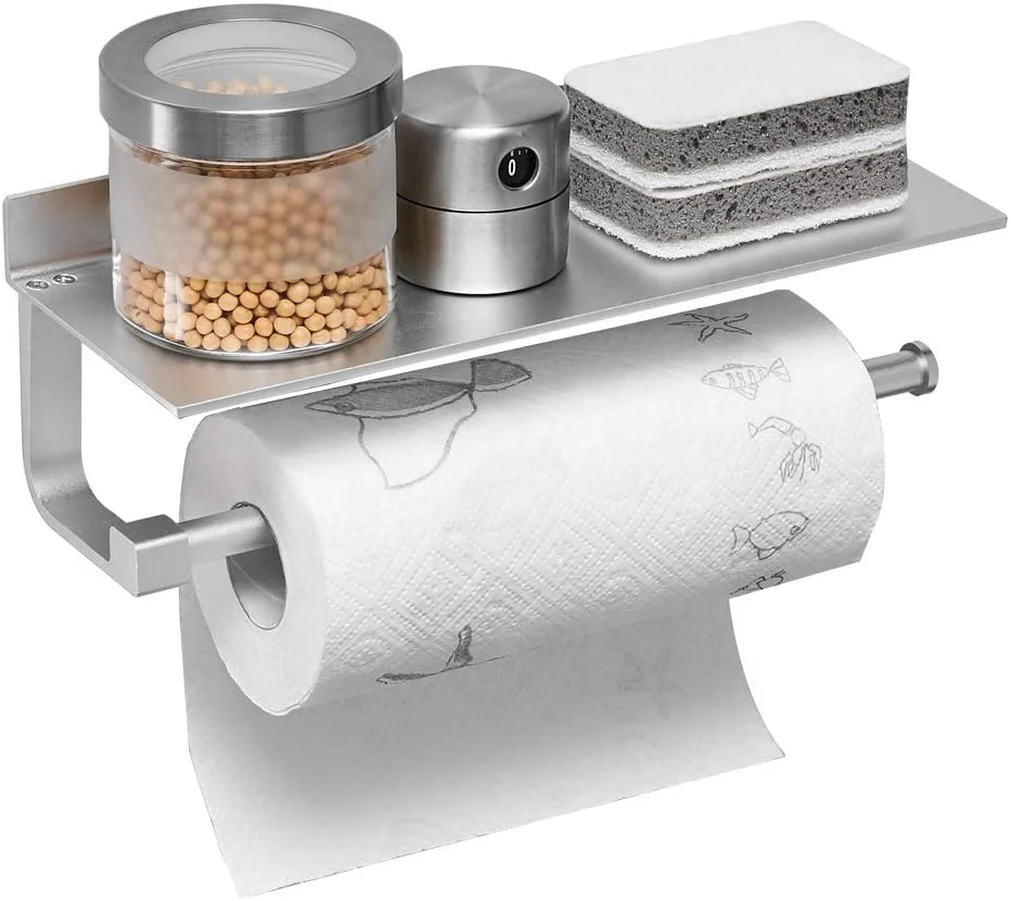 Adhesive Paper Towel Holder Wall Mounted Rack Saving Space Kitchen 13 in Bathroom Tissue Roll Hanger Aluminum Storage Shelf, Silver
Adhesive Paper Towel Holder Wall Mounted Rack Saving Space Kitchen 13 in Bathroom Tissue Roll Hanger Aluminum Storage Shelf, Silver