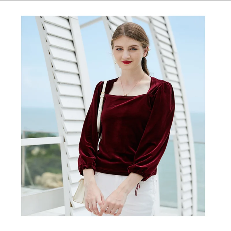 Autumn 2020 women's new square neck loose fitting Pullover Korean solid color velvet women's long sleeve T-shirt
Autumn 2020 women's new square neck loose fitting Pullover Korean solid color velvet women's long sleeve T-shirt