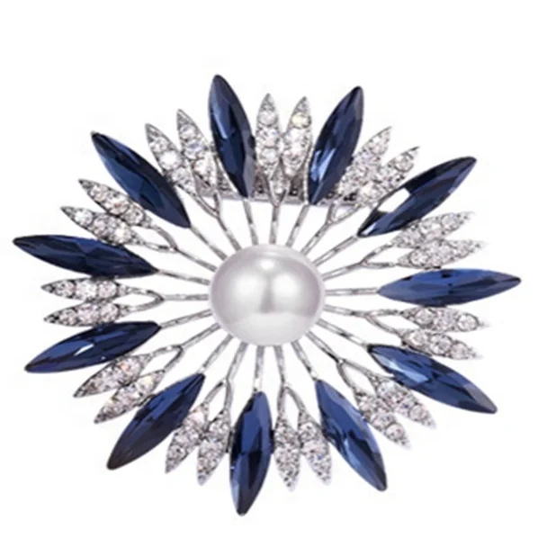 Crystal Flower Shaped Hollow Brooch Temperament Women's Pearl Brooch, Rose gold/silver 
Crystal Flower Shaped Hollow Brooch Temperament Women's Pearl Brooch, Rose gold/silver