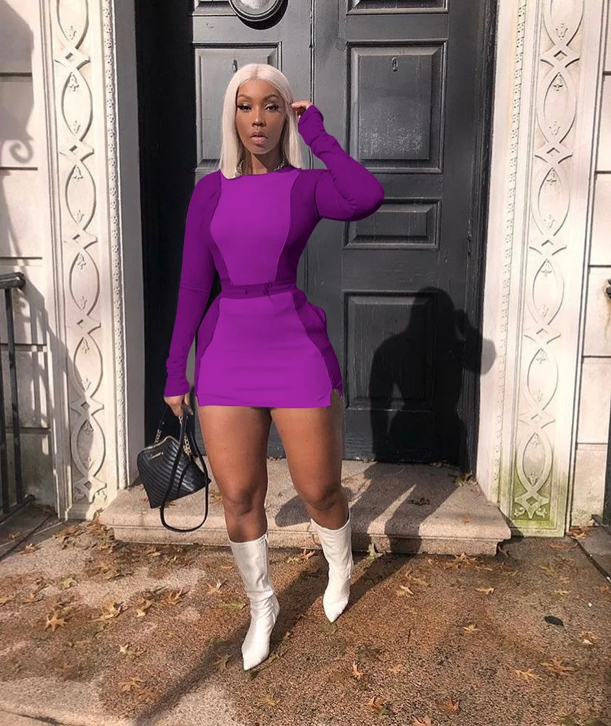 2021 Clothing dresses Contrast Color Long Sleeve T Shirt Two Piece Skirt Set Women casual dress night dress set for women
2021 Clothing dresses Contrast Color Long Sleeve T Shirt Two Piece Skirt Set Women casual dress night dress set for women
