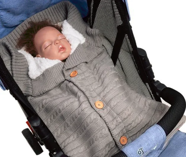 

Baby Sleeping Bag Envelope Winter Kids Sleepsack Footmuff For Stroller Knitted Sleep Sack Newborn Swaddle Knit