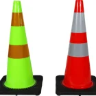 700mm height Solid Orange Flexible Reflective PVC Traffic Cone with black base for Safety